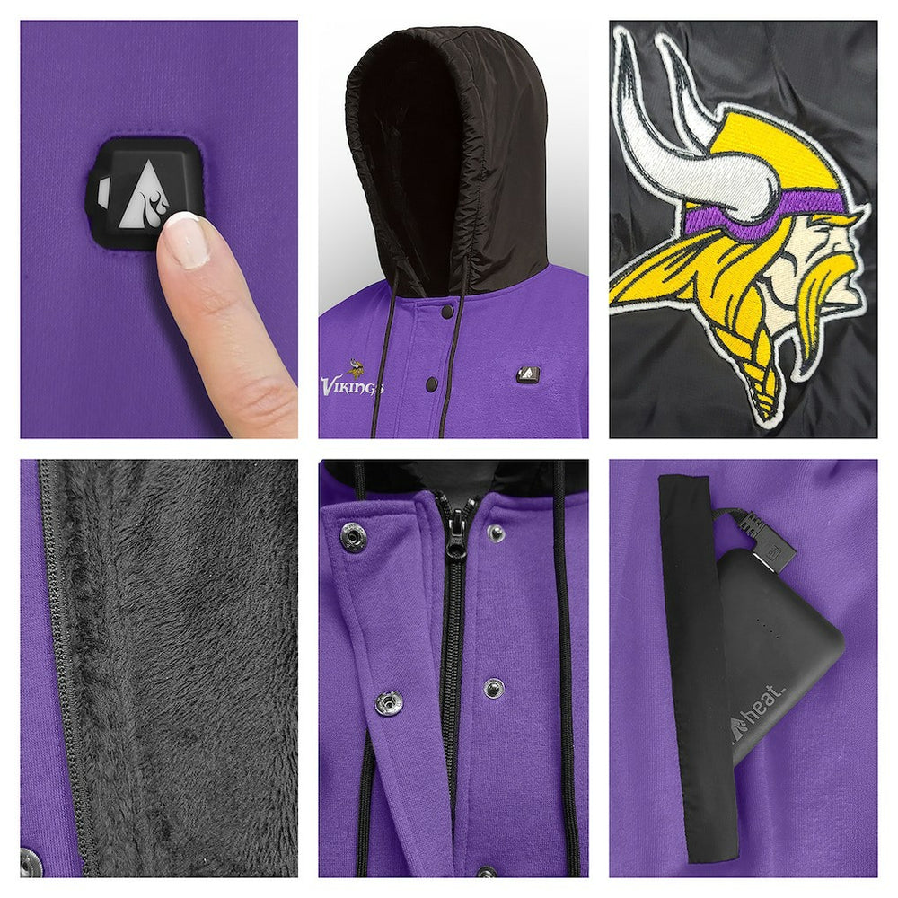 Minnesota Vikings ActionHeat 5V Battery Heated Full-Snap Varsity Jacket Purple/Black - NFL