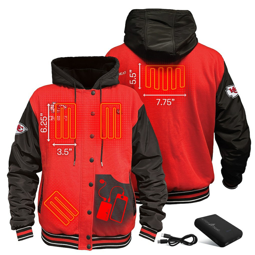 Kansas City Chiefs ActionHeat 5V Battery Heated Full-Snap Varsity Jacket Red/Black - NFL