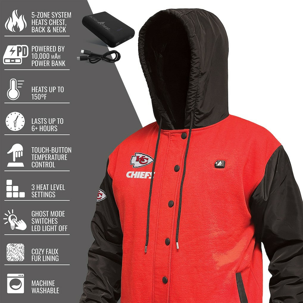 Kansas City Chiefs ActionHeat 5V Battery Heated Full-Snap Varsity Jacket Red/Black - NFL