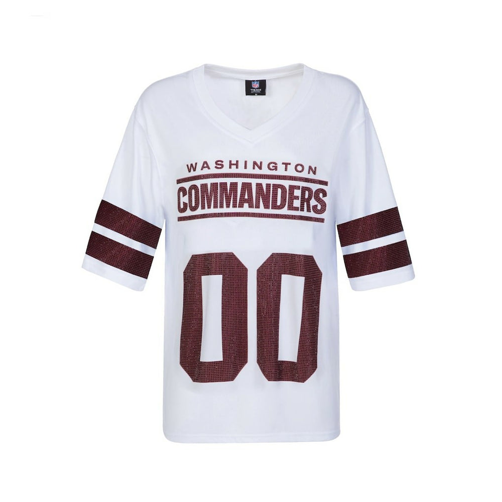 Washington Commanders Cuce Women's Rhinestone V-Neck Tunic White - NFL