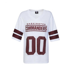 Washington Commanders Cuce Women's Rhinestone V-Neck Tunic White - NFL