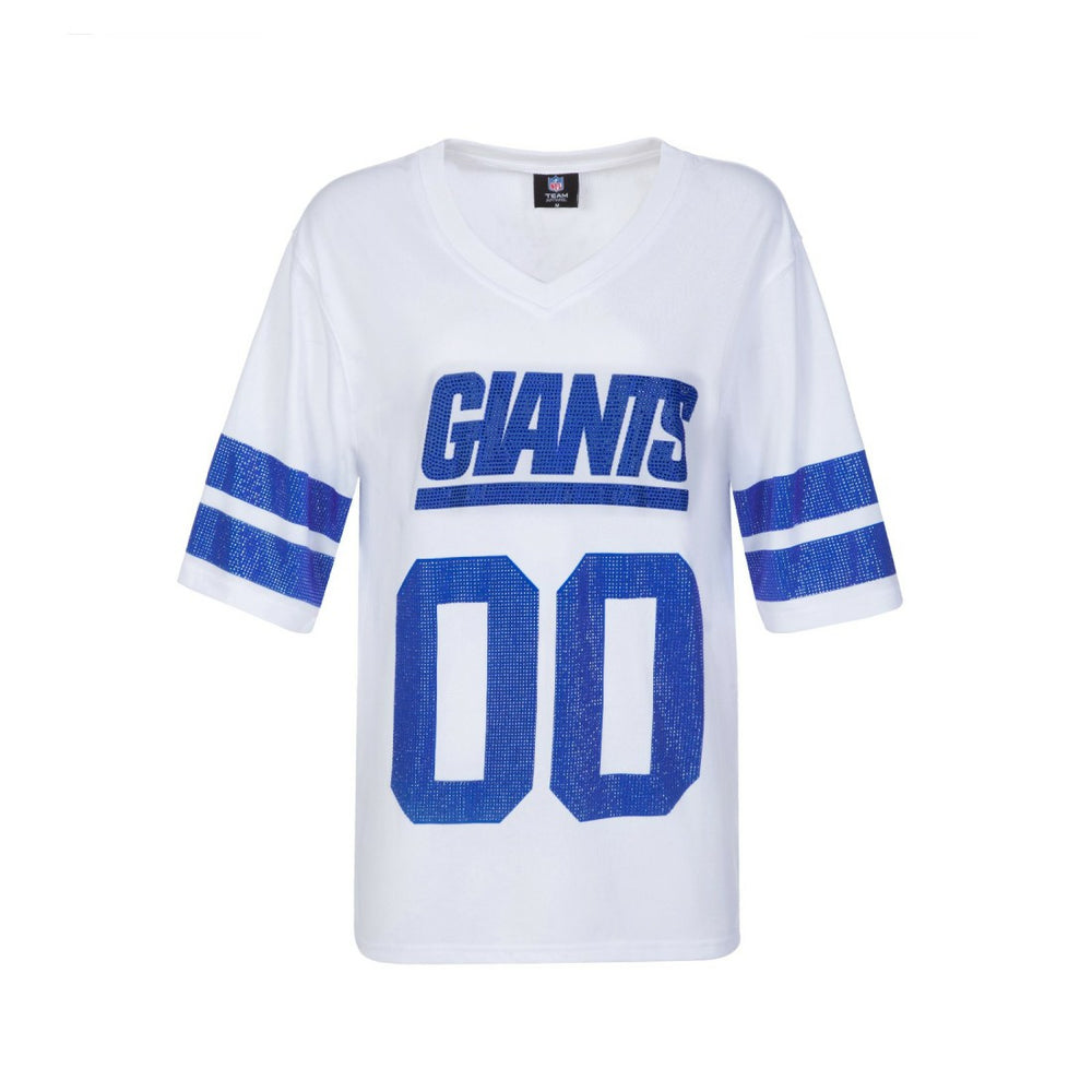New York Giants Cuce Women's Rhinestone V-Neck Tunic White - NFL