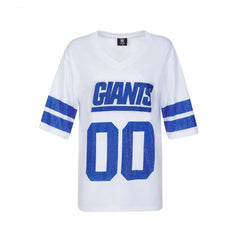 New York Giants Cuce Women's Rhinestone V-Neck Tunic White - NFL