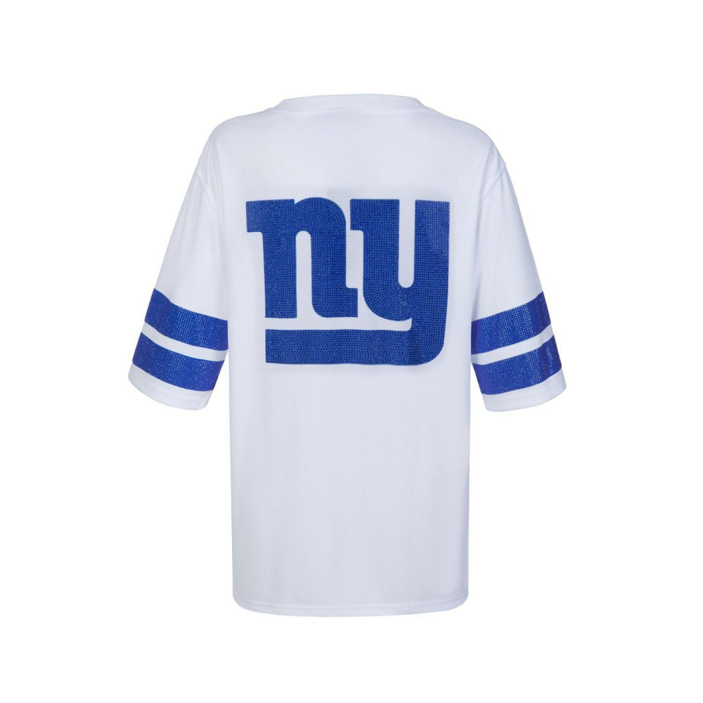 New York Giants Cuce Women's Rhinestone V-Neck Tunic White - NFL