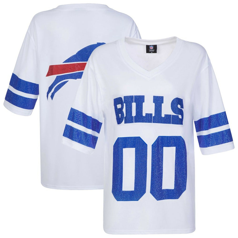 Buffalo Bills Cuce Women's Rhinestone V-Neck Tunic White - NFL