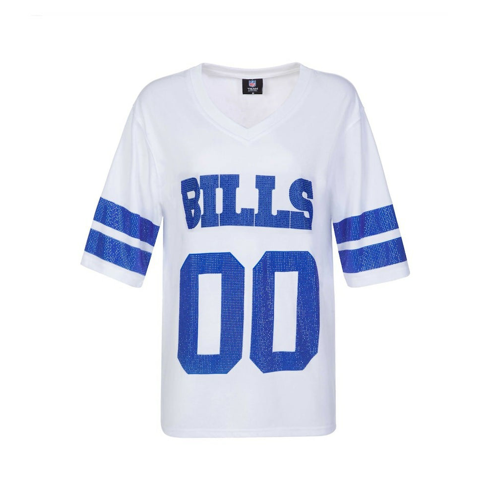 Buffalo Bills Cuce Women's Rhinestone V-Neck Tunic White - NFL