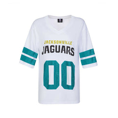 Jacksonville Jaguars Cuce Women's Rhinestone V-Neck Tunic White - NFL
