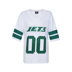 New York Jets Cuce Women's Rhinestone V-Neck Tunic White - NFL