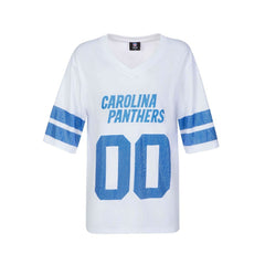 Carolina Panthers Cuce Women's Rhinestone V-Neck Tunic White - NFL