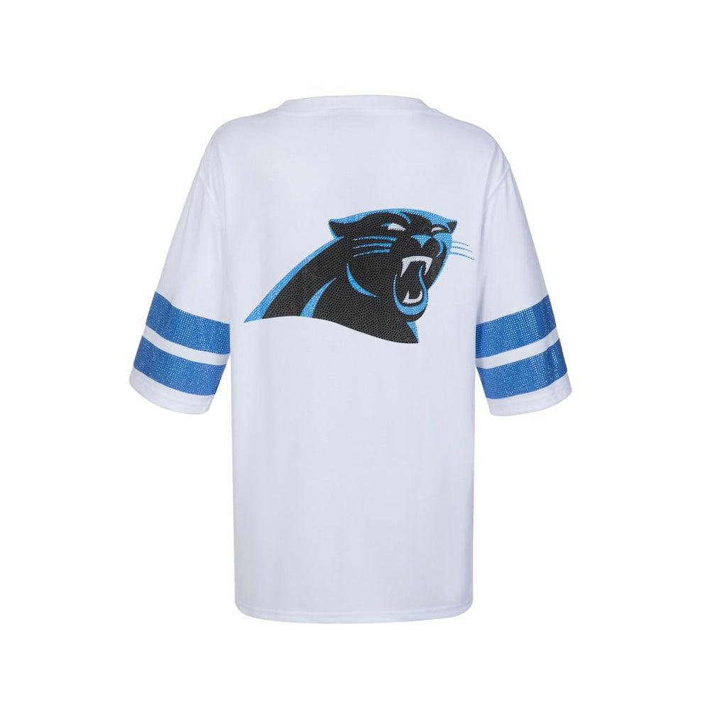 Carolina Panthers Cuce Women's Rhinestone V-Neck Tunic White - NFL