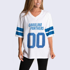 Carolina Panthers Cuce Women's Rhinestone V-Neck Tunic White - NFL