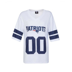 New England Patriots Cuce Women's Rhinestone V-Neck Tunic White - NFL