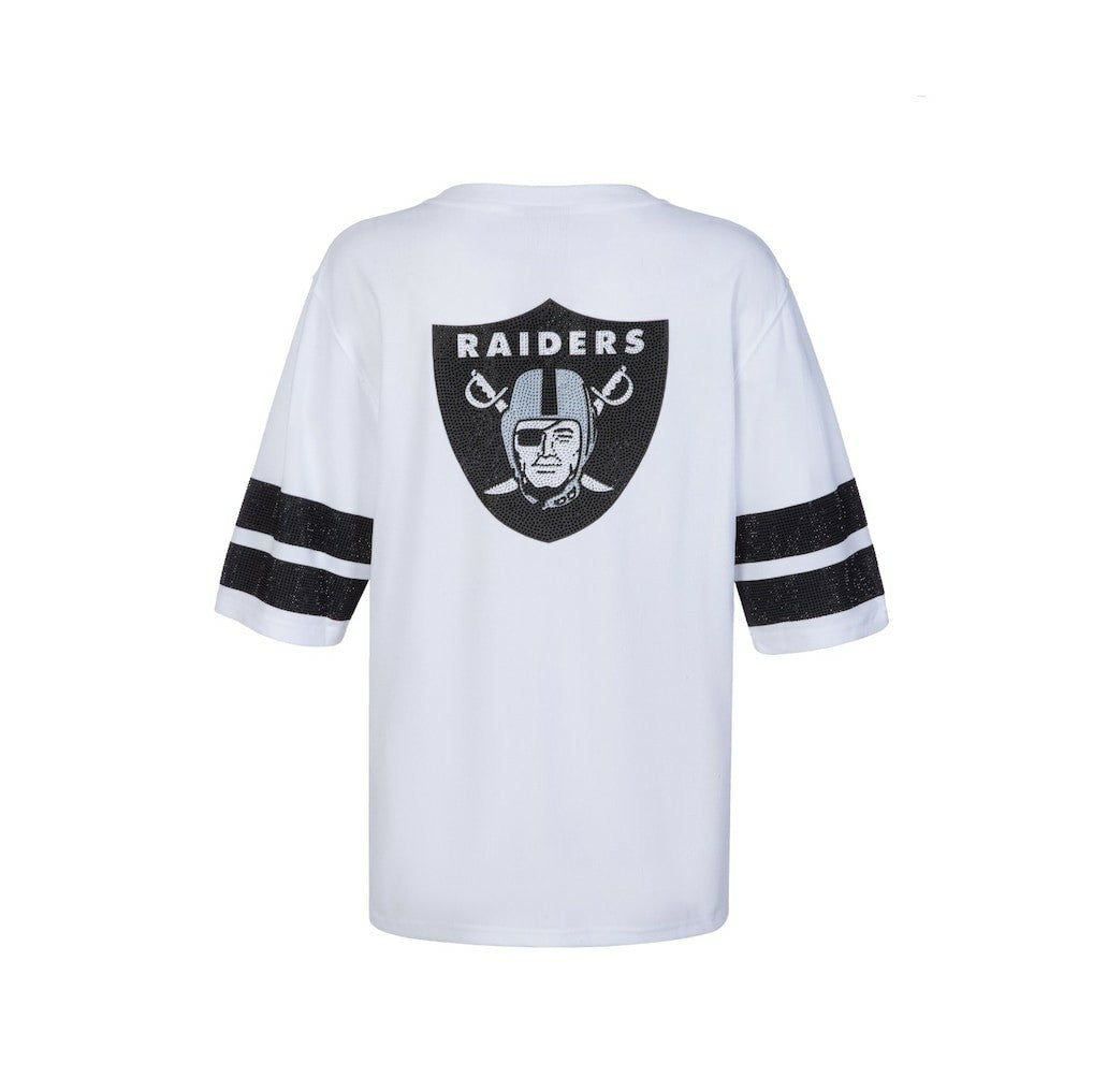 Las Vegas Raiders Cuce Women's Rhinestone V-Neck Tunic White - NFL
