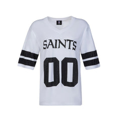 New Orleans Saints Cuce Women's Rhinestone V-Neck Tunic White - NFL