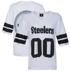 Pittsburgh Steelers Cuce Women's Rhinestone V-Neck Tunic White - NFL