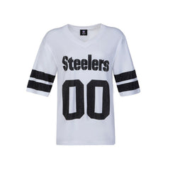 Pittsburgh Steelers Cuce Women's Rhinestone V-Neck Tunic White - NFL