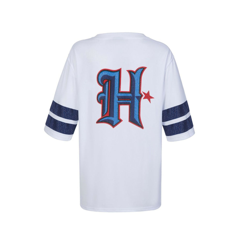 Houston Texans Cuce Women's Rhinestone V-Neck Tunic White - NFL