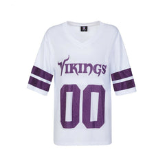 Minnesota Vikings Cuce Women's Rhinestone V-Neck Tunic White - NFL
