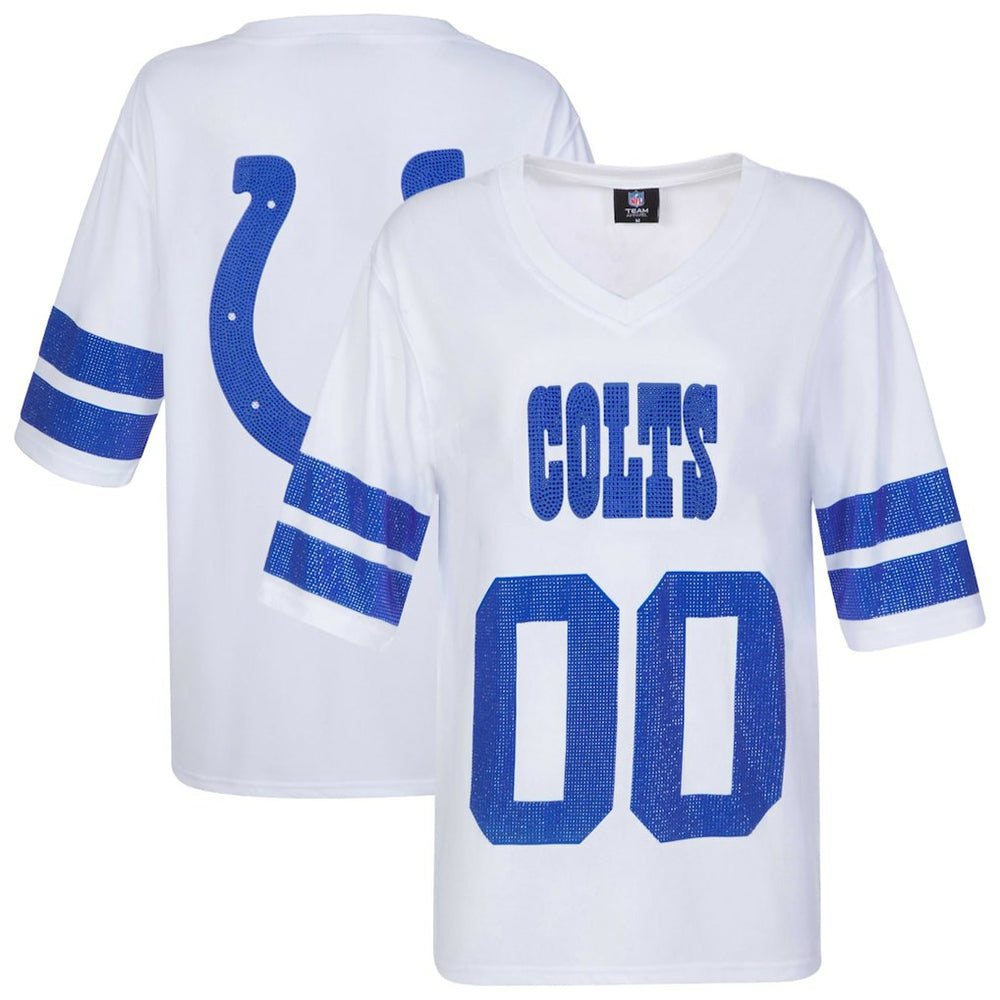 Indianapolis Colts Cuce Women's Rhinestone V-Neck Tunic White - NFL