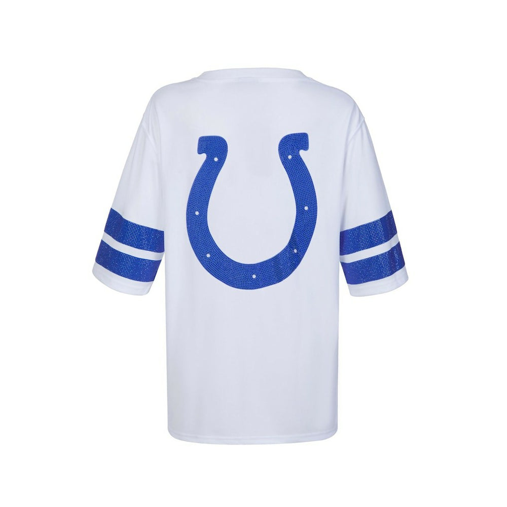 Indianapolis Colts Cuce Women's Rhinestone V-Neck Tunic White - NFL