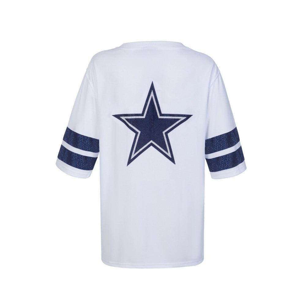 Dallas Cowboys Cuce Women's Rhinestone V-Neck Tunic White - NFL