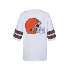 Cleveland Browns Cuce Women's Rhinestone V-Neck Tunic White - NFL