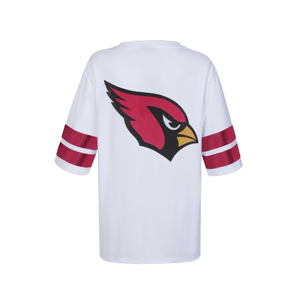 Arizona Cardinals Cuce Women's Rhinestone V-Neck Tunic White - NFL