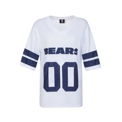 Chicago Bears Cuce Women's Rhinestone V-Neck Tunic White - NFL