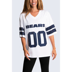 Chicago Bears Cuce Women's Rhinestone V-Neck Tunic White - NFL