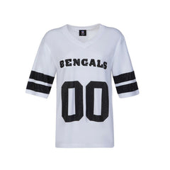 Cincinnati Bengals Cuce Women's Rhinestone V-Neck Tunic White - NFL