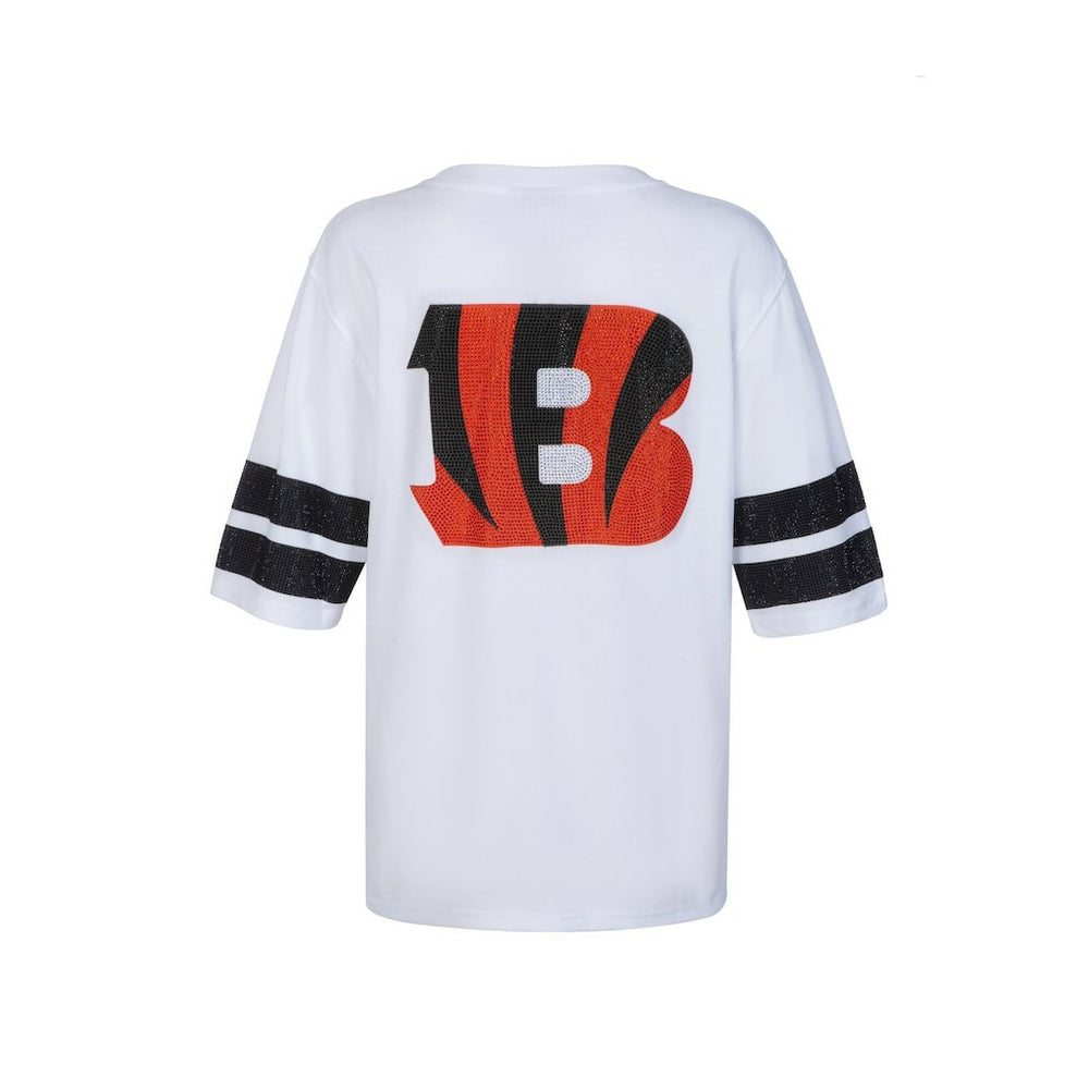Cincinnati Bengals Cuce Women's Rhinestone V-Neck Tunic White - NFL