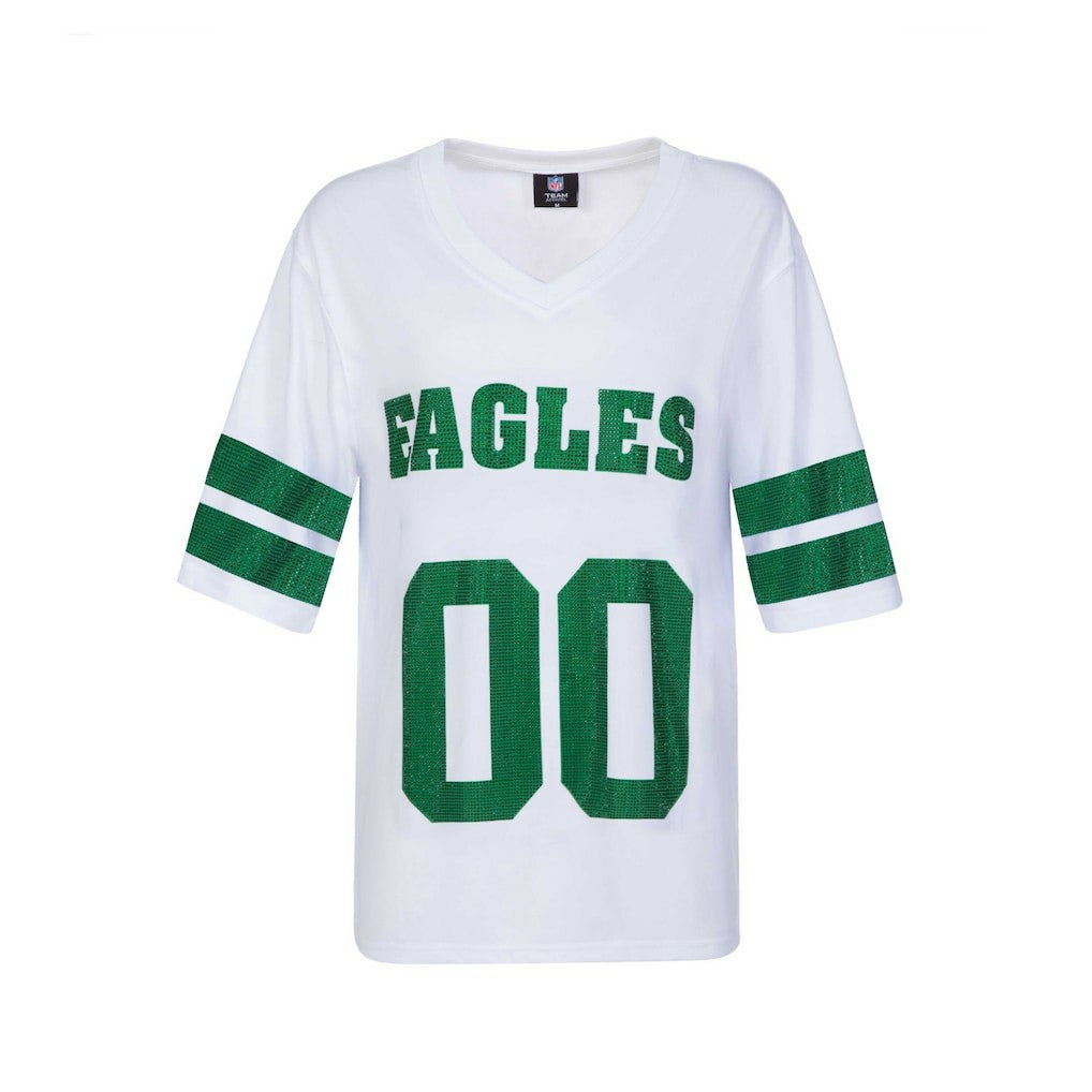 Philadelphia Eagles Cuce Women's Rhinestone V-Neck Tunic White - NFL