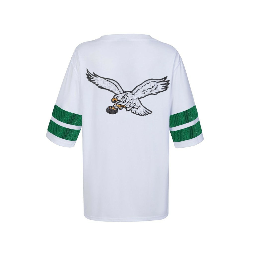 Philadelphia Eagles Cuce Women's Rhinestone V-Neck Tunic White - NFL