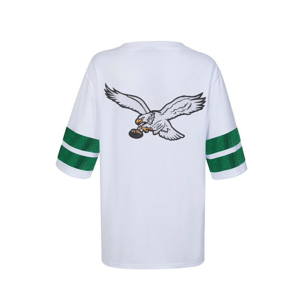 Philadelphia Eagles Cuce Women's Rhinestone V-Neck Tunic White - NFL