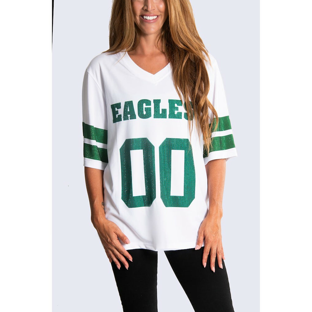 Philadelphia Eagles Cuce Women's Rhinestone V-Neck Tunic White - NFL