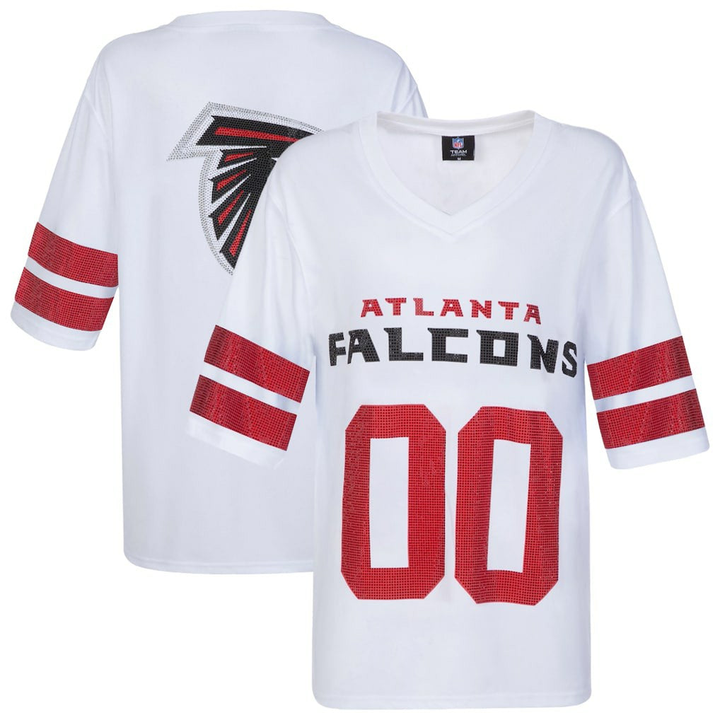 Atlanta Falcons Cuce Women's Rhinestone V-Neck Tunic White - NFL