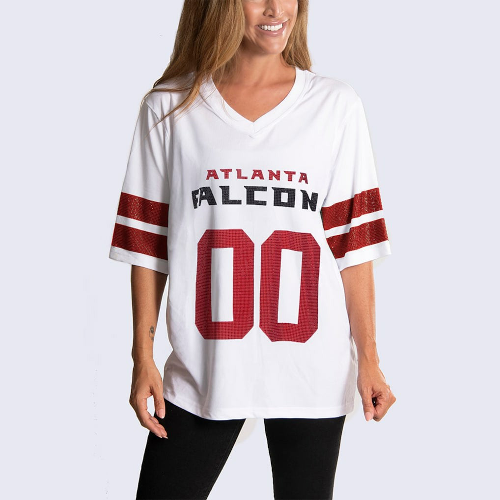 Atlanta Falcons Cuce Women's Rhinestone V-Neck Tunic White - NFL