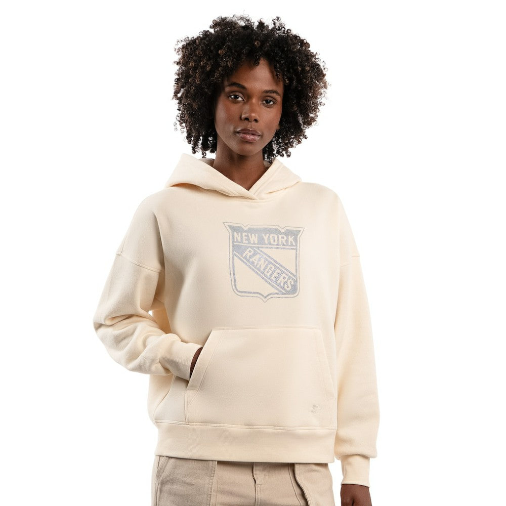 New York Rangers Starter Women's Rhinestone Relaxed Hoodie Cream