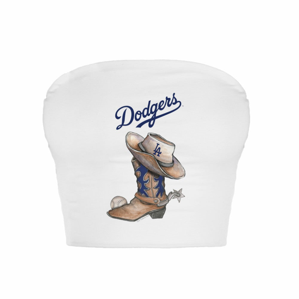 Los Angeles Dodgers Tiny Turnip Women's Cowboy Boot Crop Tube Top Lifestyle