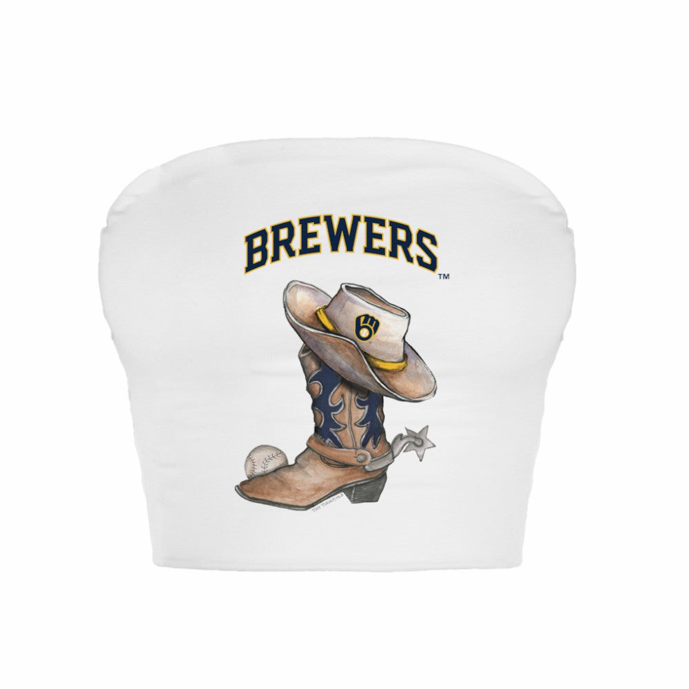 Milwaukee Brewers Tiny Turnip Women's Cowboy Boot Crop Tube Top On Sale