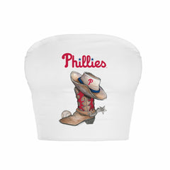 Philadelphia Phillies Tiny Turnip Women's Cowboy Boot Crop Tube Top discount