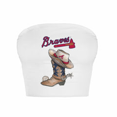 Atlanta Braves Tiny Turnip Women's Cowboy Boot Crop Tube Top Clearance
