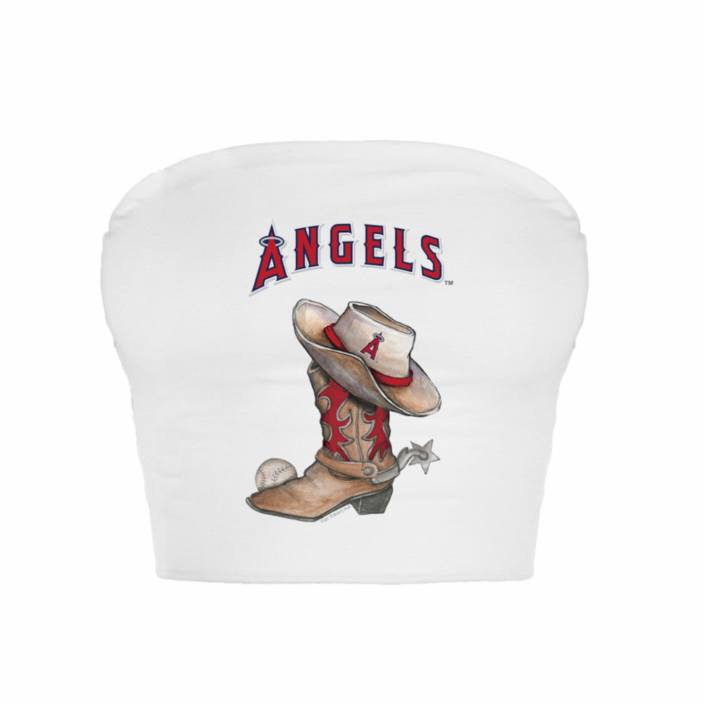 Los Angeles Angels Tiny Turnip Women's Cowboy Boot Crop Tube Top discount