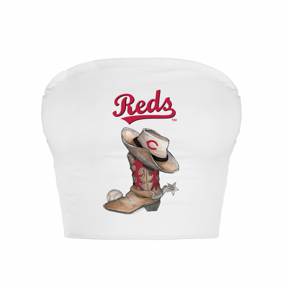 Cincinnati Reds Tiny Turnip Women's Cowboy Boot Crop Tube Top Online