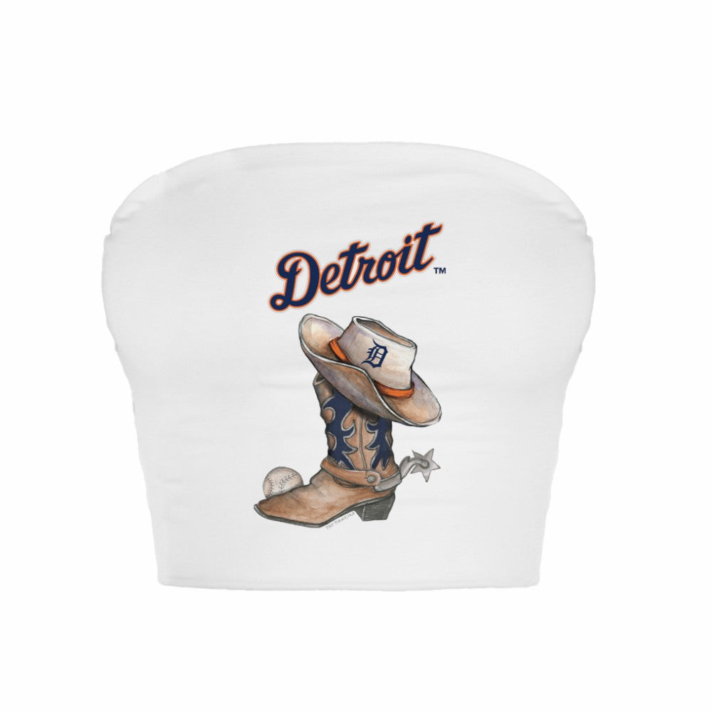 Detroit Tigers Tiny Turnip Women's Cowboy Boot Crop Tube Top for sale
