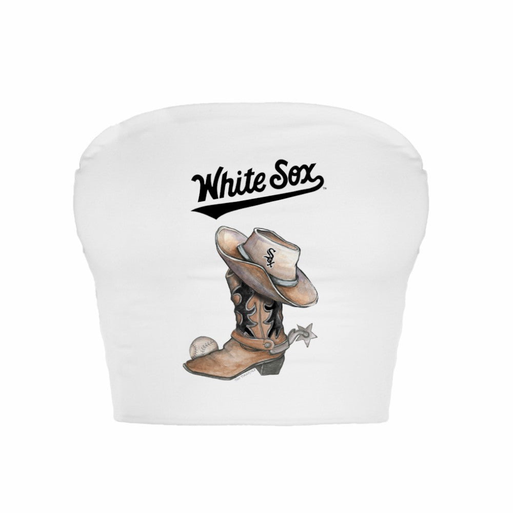 Chicago White Sox Tiny Turnip Women's Cowboy Boot Crop Tube Top Lifestyle