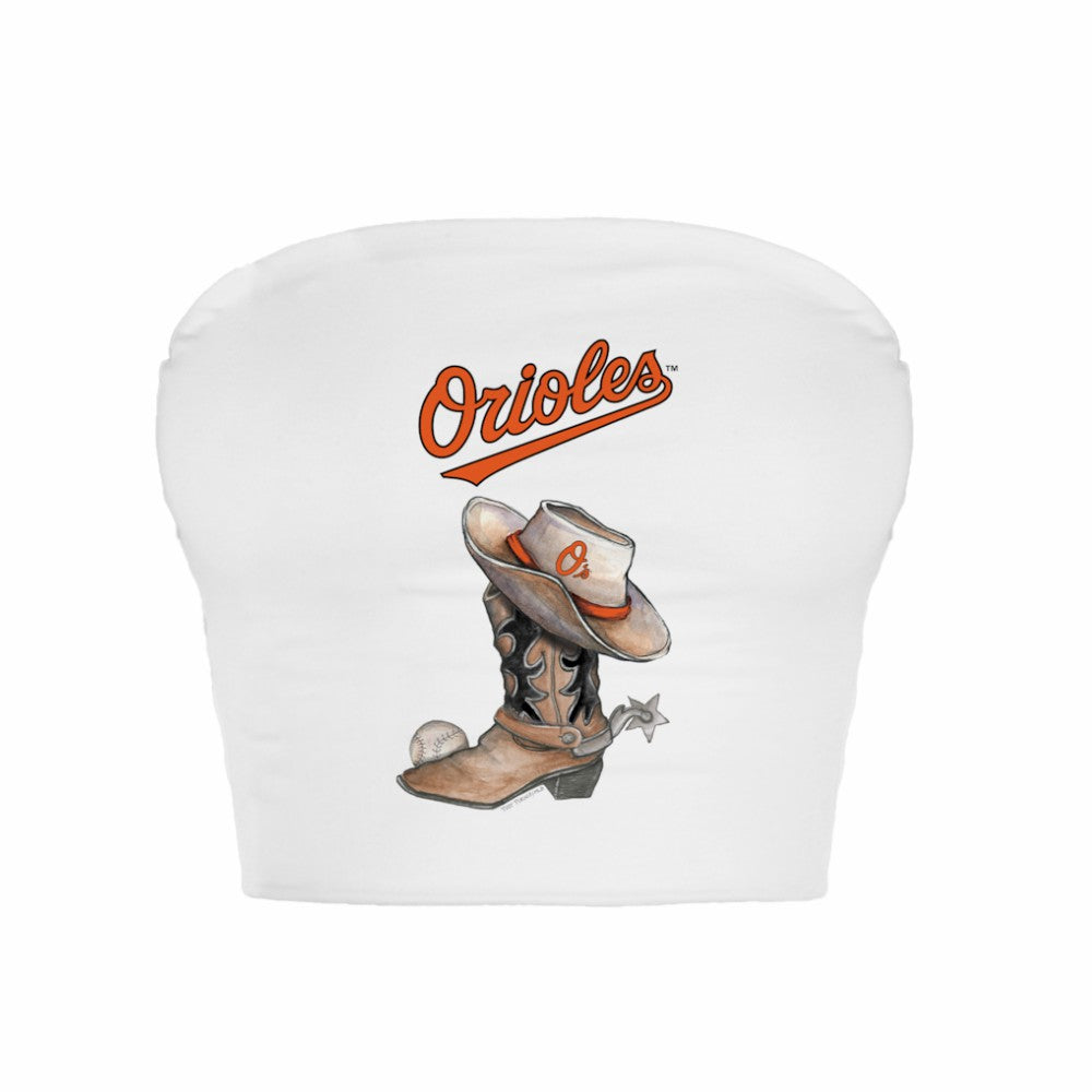 Baltimore Orioles Tiny Turnip Women's Cowboy Boot Crop Tube Top for sale