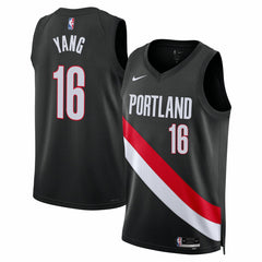 Nike - Yang Hansen Portland Trail Blazers Unisex Swingman Jersey - Icon Edition - Black