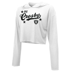 Maxx Crosby Las Vegas Raiders Majestic Threads Women's Glitter Wordmark Hoodie White - NFL