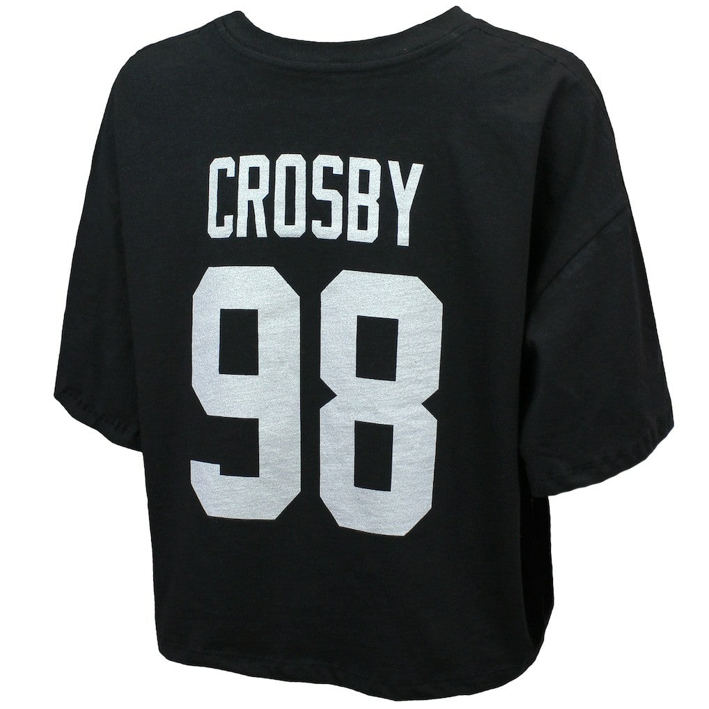 Maxx Crosby Las Vegas Raiders Majestic Threads Women's Swarovski Crystals Boxy Cropped Name & Number T-Shirt Black - NFL